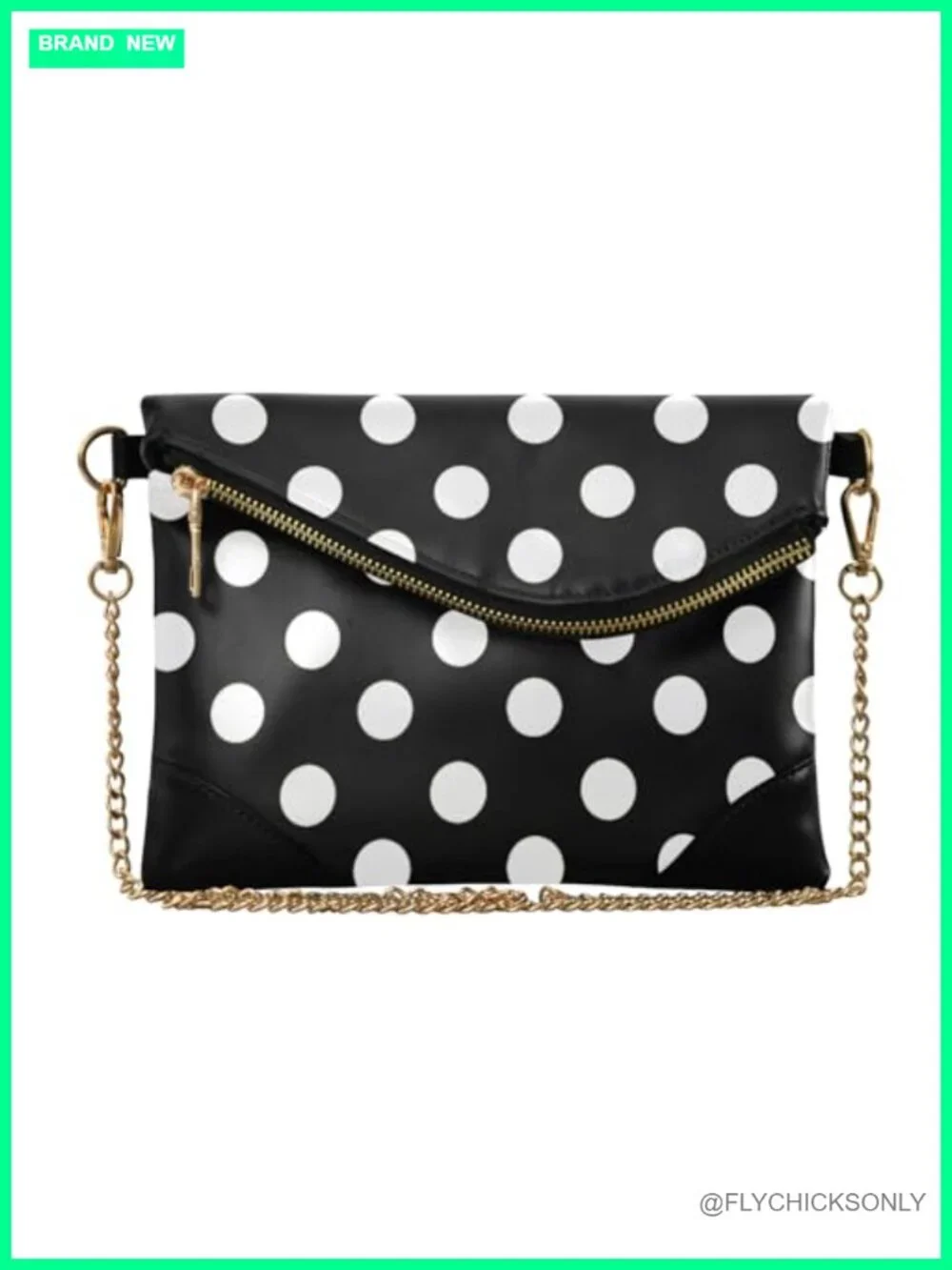 Polka Dots Faux Leather Clutch Purse Wristlet Crossbody Women Evening Bag